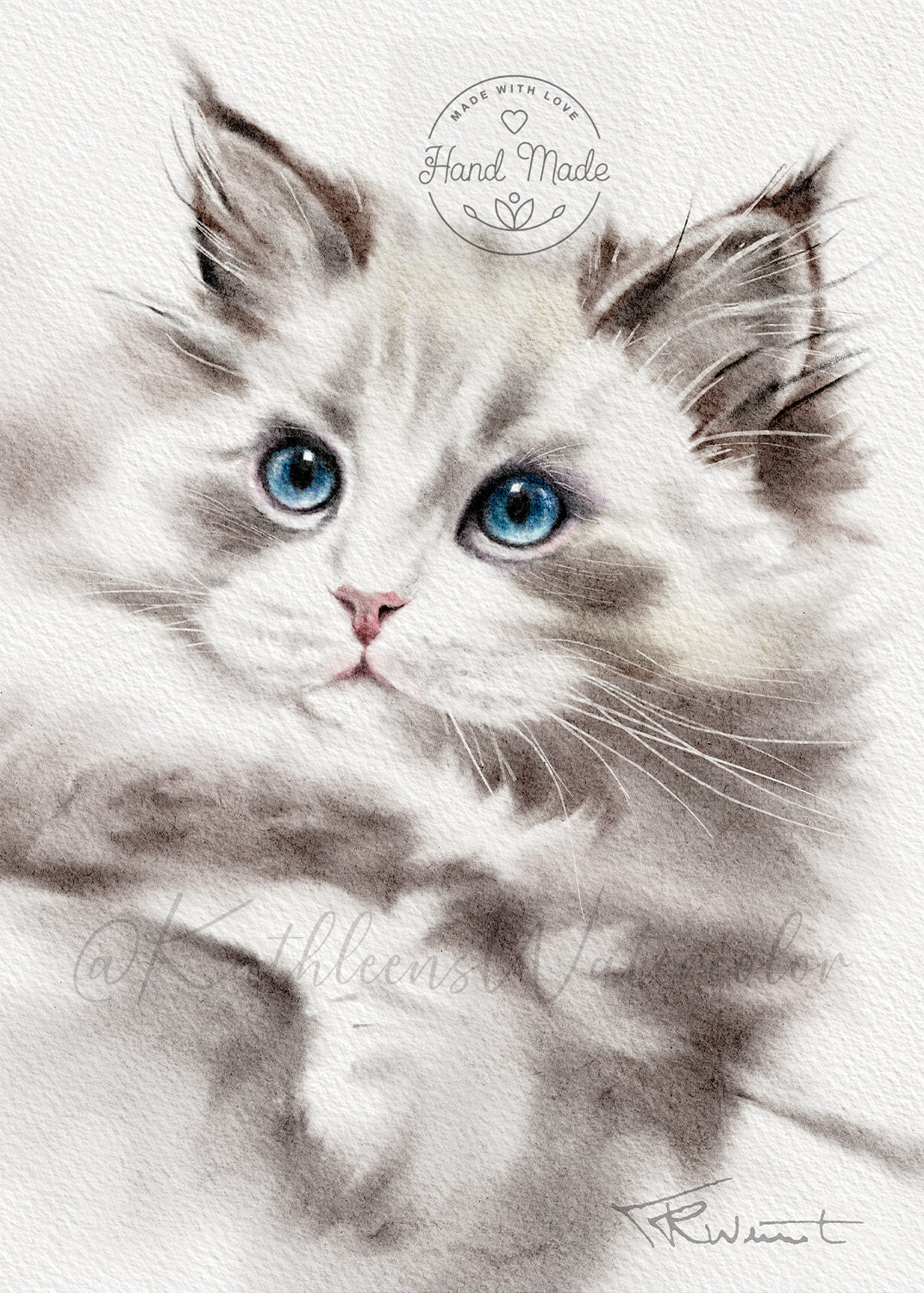 Digitales Aquarell-Haustierporträt als Fine-Art-Kunstdruck