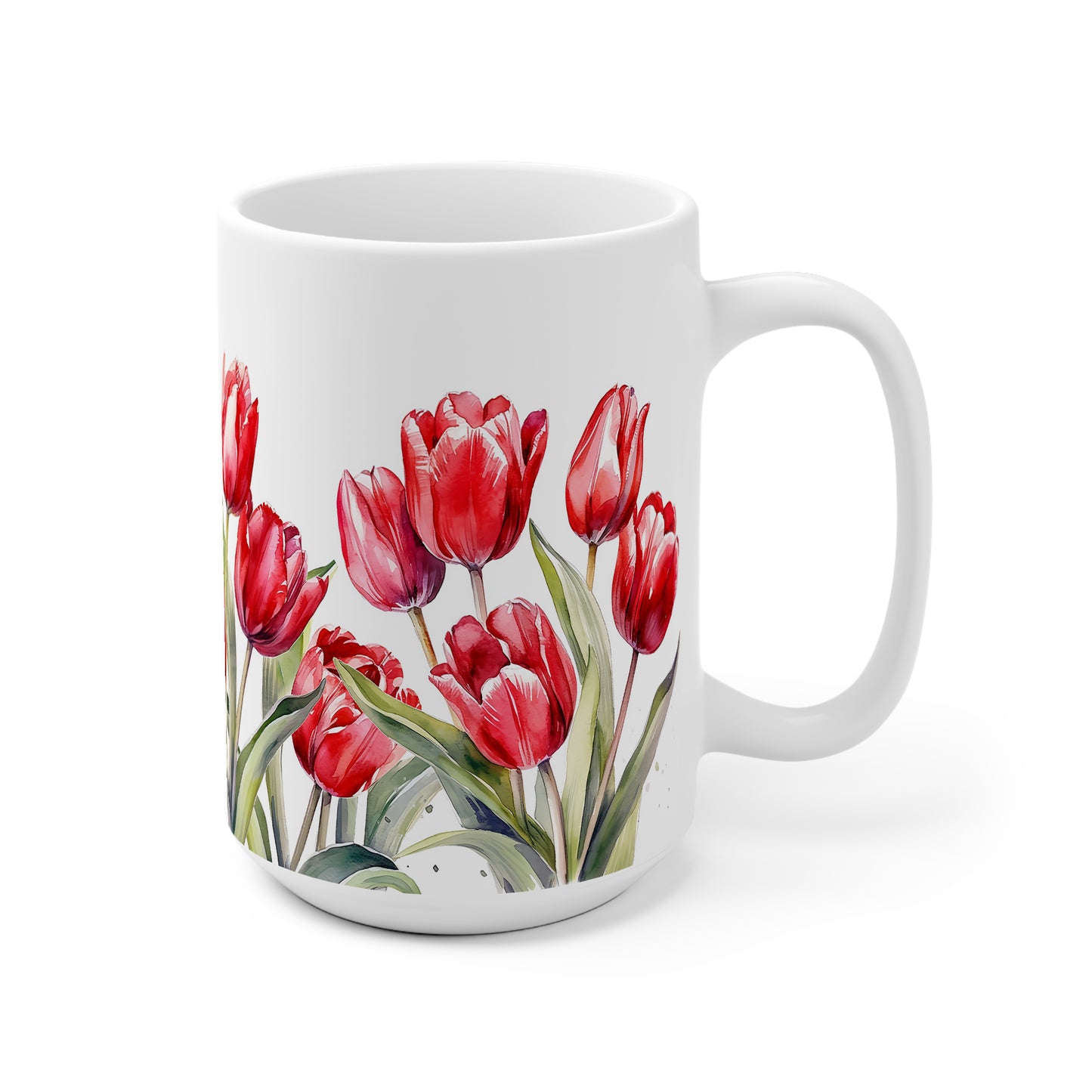 Geschenkset aus Notizbuch & Tasse mit roten Tulpen – personalisierbar