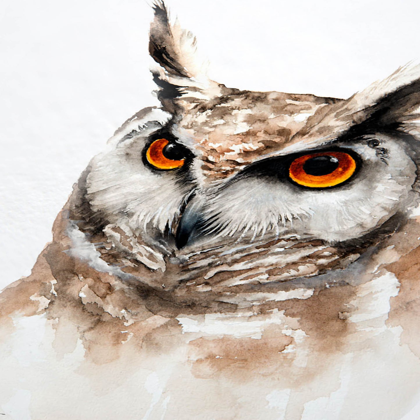 Uhu Aquarell Kunstdruck – Kraftvoller Wächter der Dämmerung