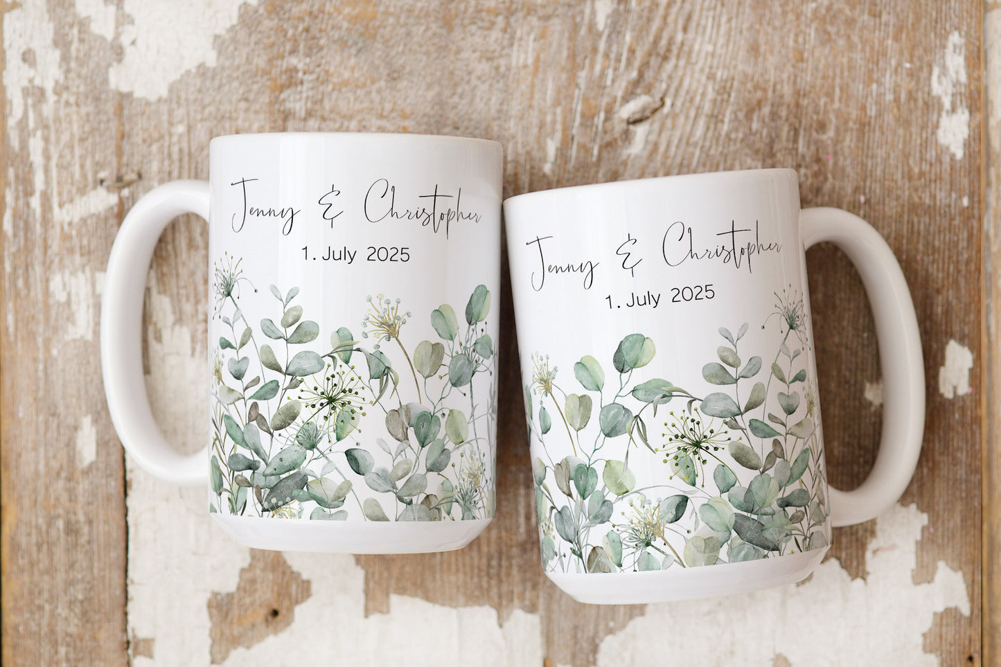 Verlobungstasse mit Name & Datum – personalisierte Aquarelltasse als Erinnerung an den Antrag