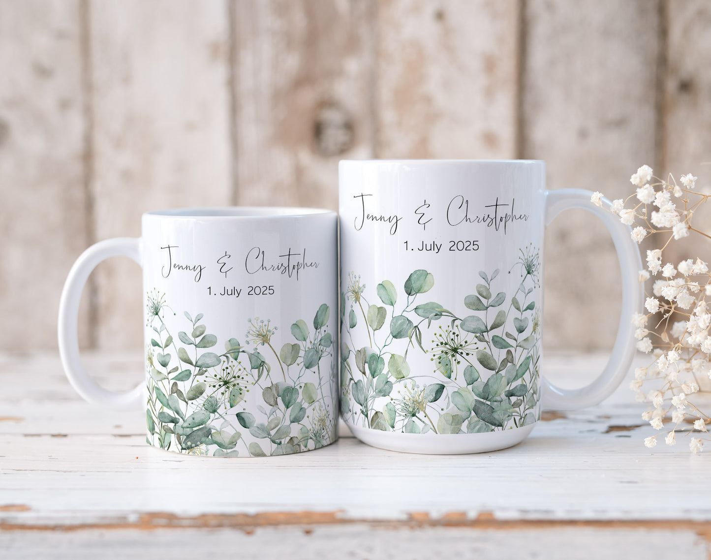 Verlobungstasse mit Name & Datum – personalisierte Aquarelltasse als Erinnerung an den Antrag