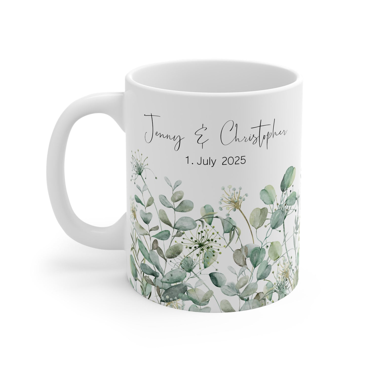 Verlobungstasse mit Name & Datum – personalisierte Aquarelltasse als Erinnerung an den Antrag