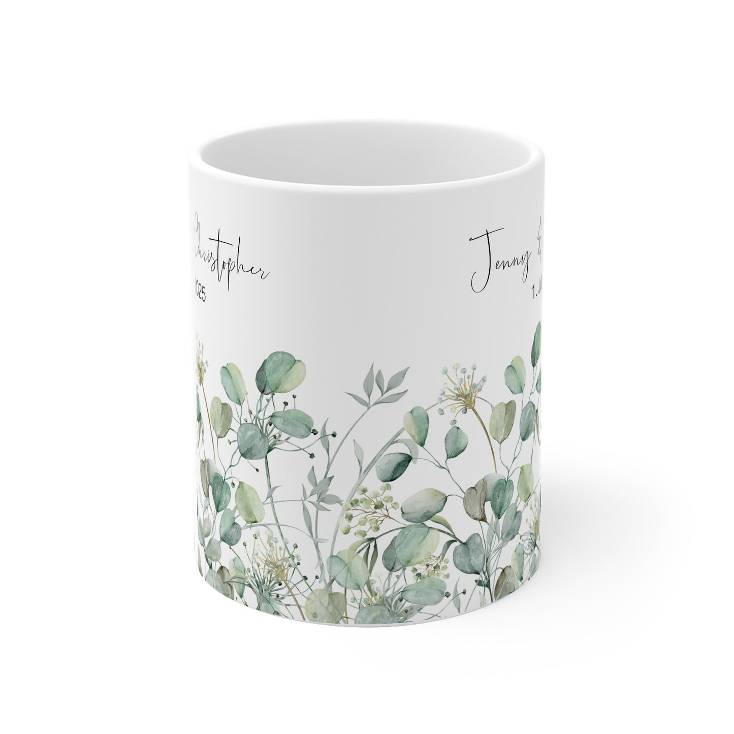 Verlobungstasse mit Name & Datum – personalisierte Aquarelltasse als Erinnerung an den Antrag