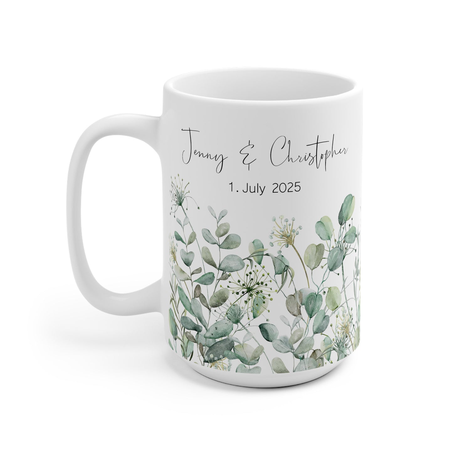 Verlobungstasse mit Name & Datum – personalisierte Aquarelltasse als Erinnerung an den Antrag