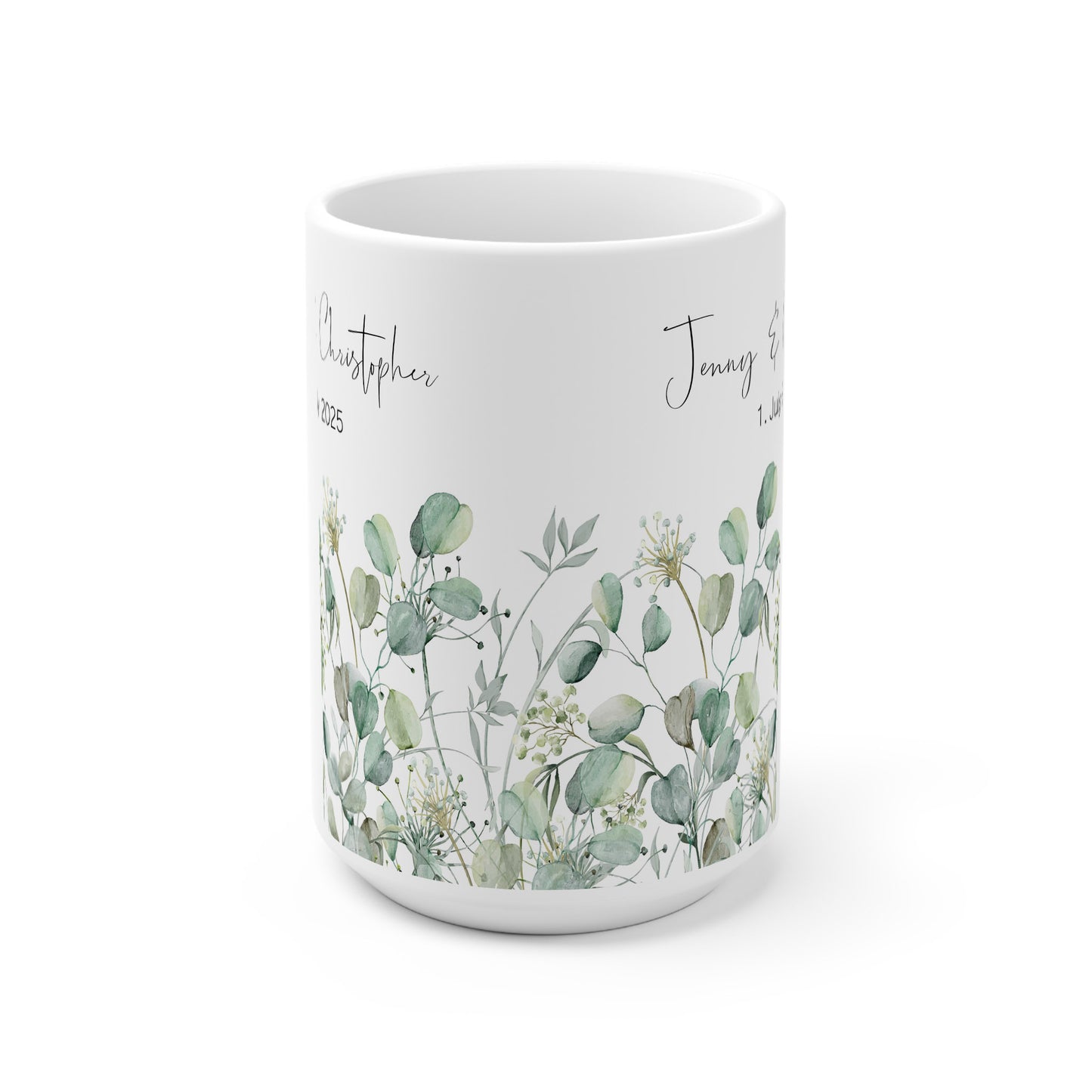 Verlobungstasse mit Name & Datum – personalisierte Aquarelltasse als Erinnerung an den Antrag