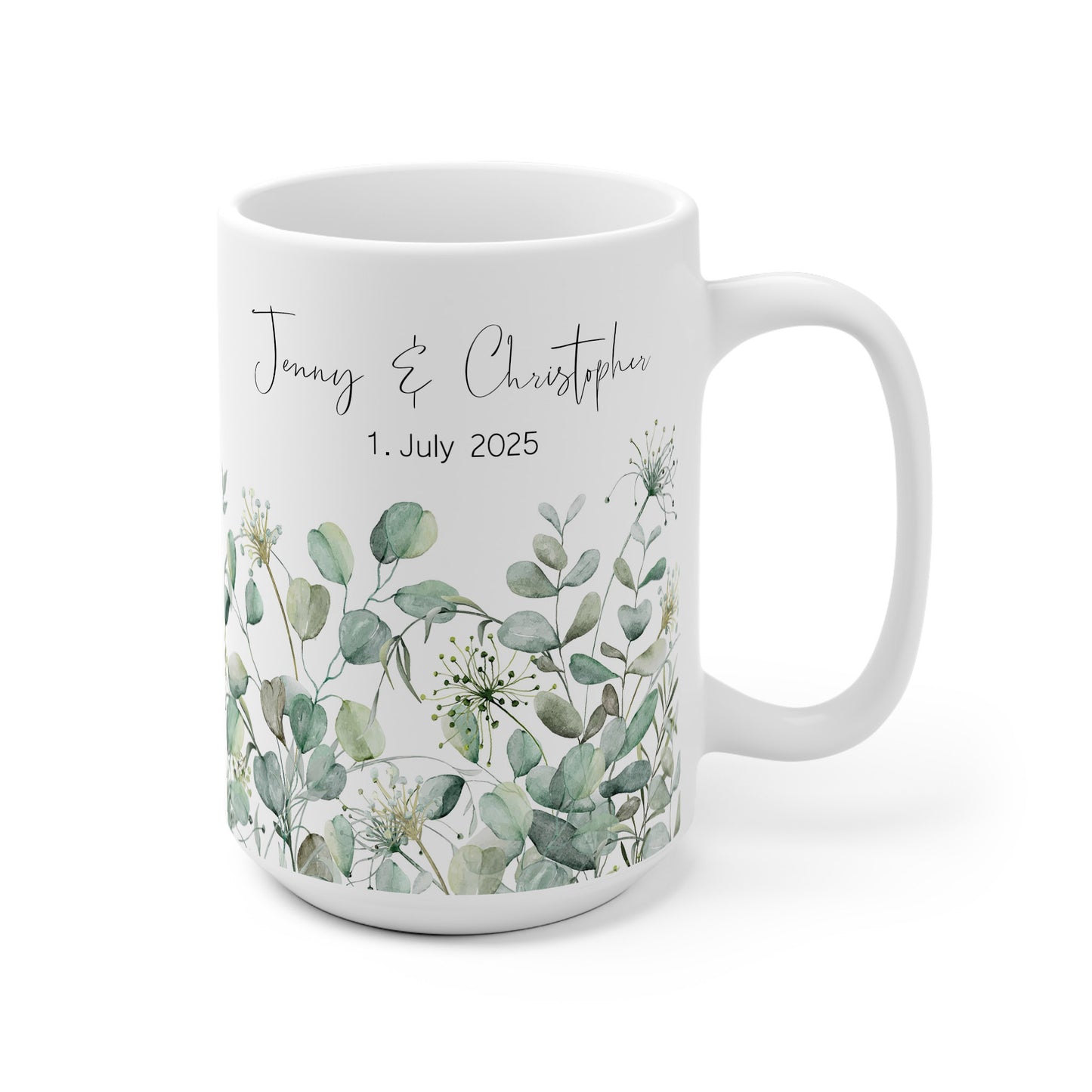 Verlobungstasse mit Name & Datum – personalisierte Aquarelltasse als Erinnerung an den Antrag