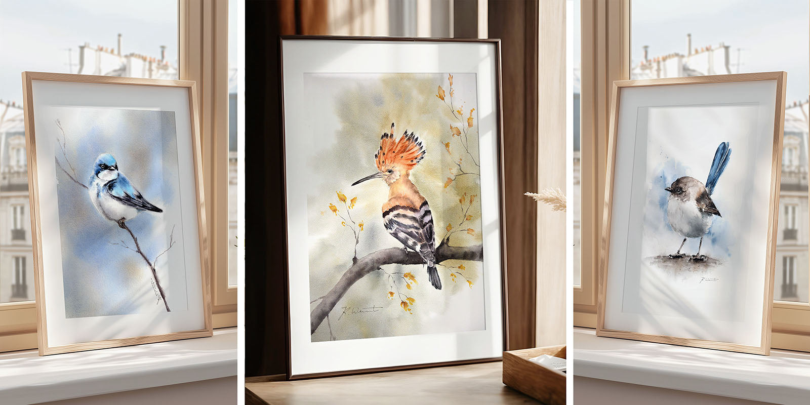 Vogel Aquarellbilder als Giclée Kunstdrucke von Hahnemühle - Museum Etching mit 350 g/m² - Geschenkidee für alle Vogelliebhaber
