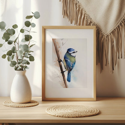 Blaumeise Kunstdruck – Hahnemühle Fine Art Giclée – Aquarell Vogel Wandbild