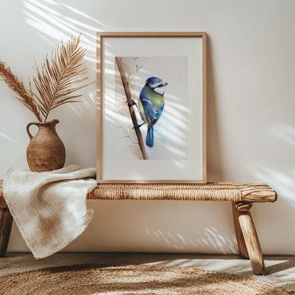 Blaumeise Kunstdruck – Hahnemühle Fine Art Giclée – Aquarell Vogel Wandbild