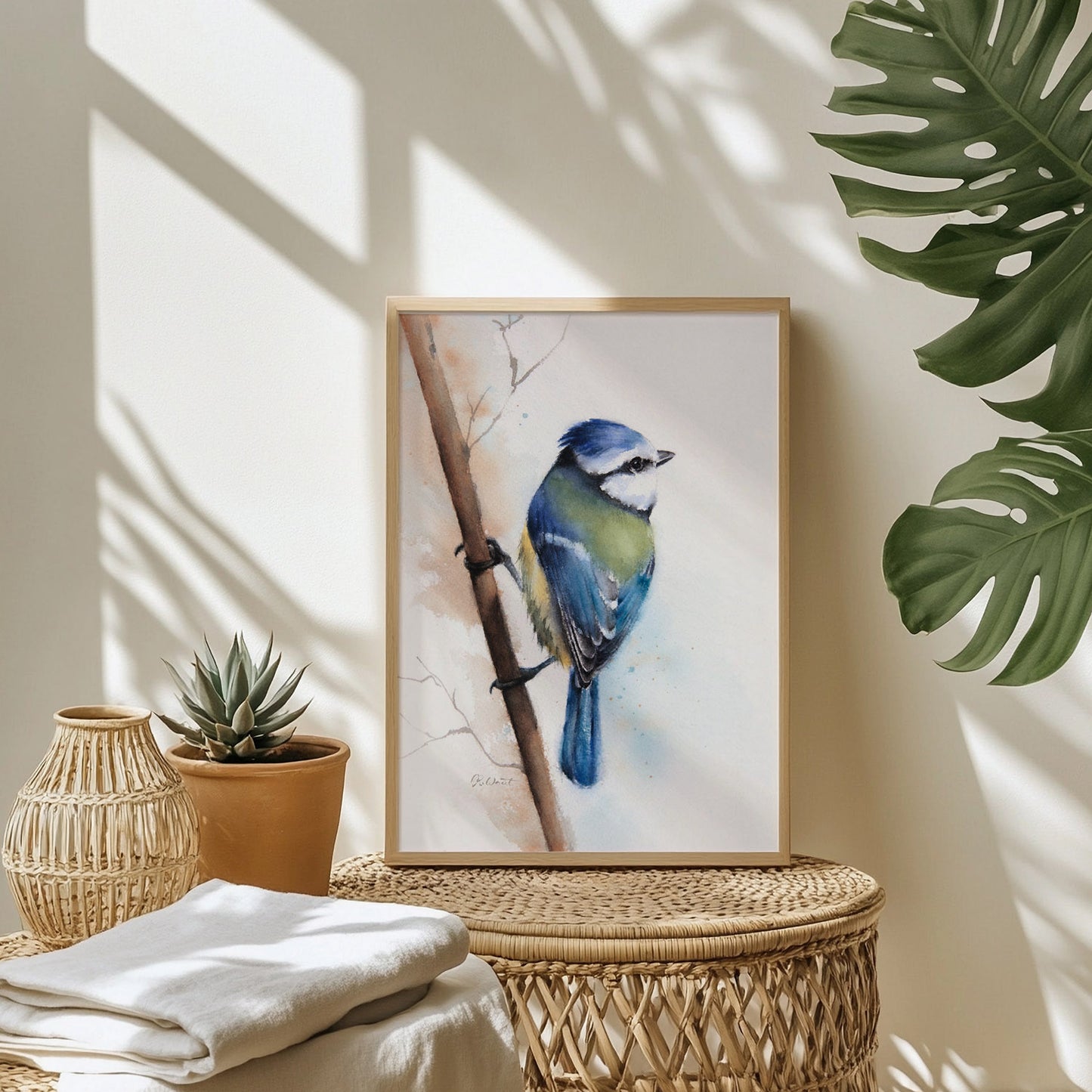 Blaumeise Kunstdruck – Hahnemühle Fine Art Giclée – Aquarell Vogel Wandbild