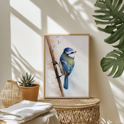 Blaumeise Kunstdruck – Hahnemühle Fine Art Giclée – Aquarell Vogel Wandbild