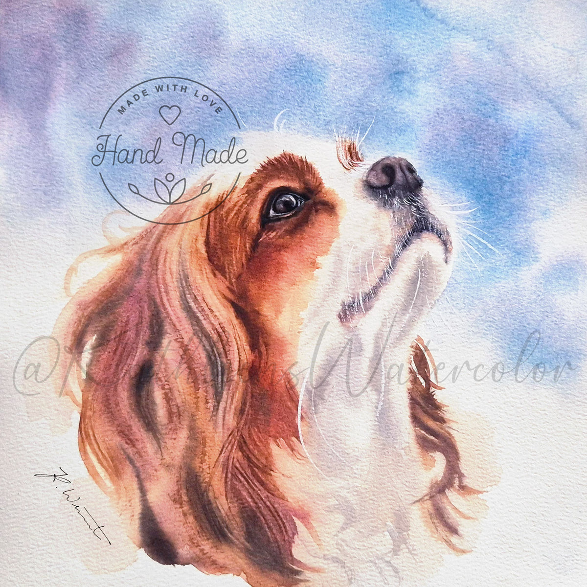 Handgemaltes Haustierporträt als Original-Aquarell auf Papier