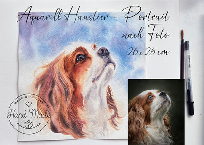 Handgemaltes Haustierporträt als Original-Aquarell auf Papier