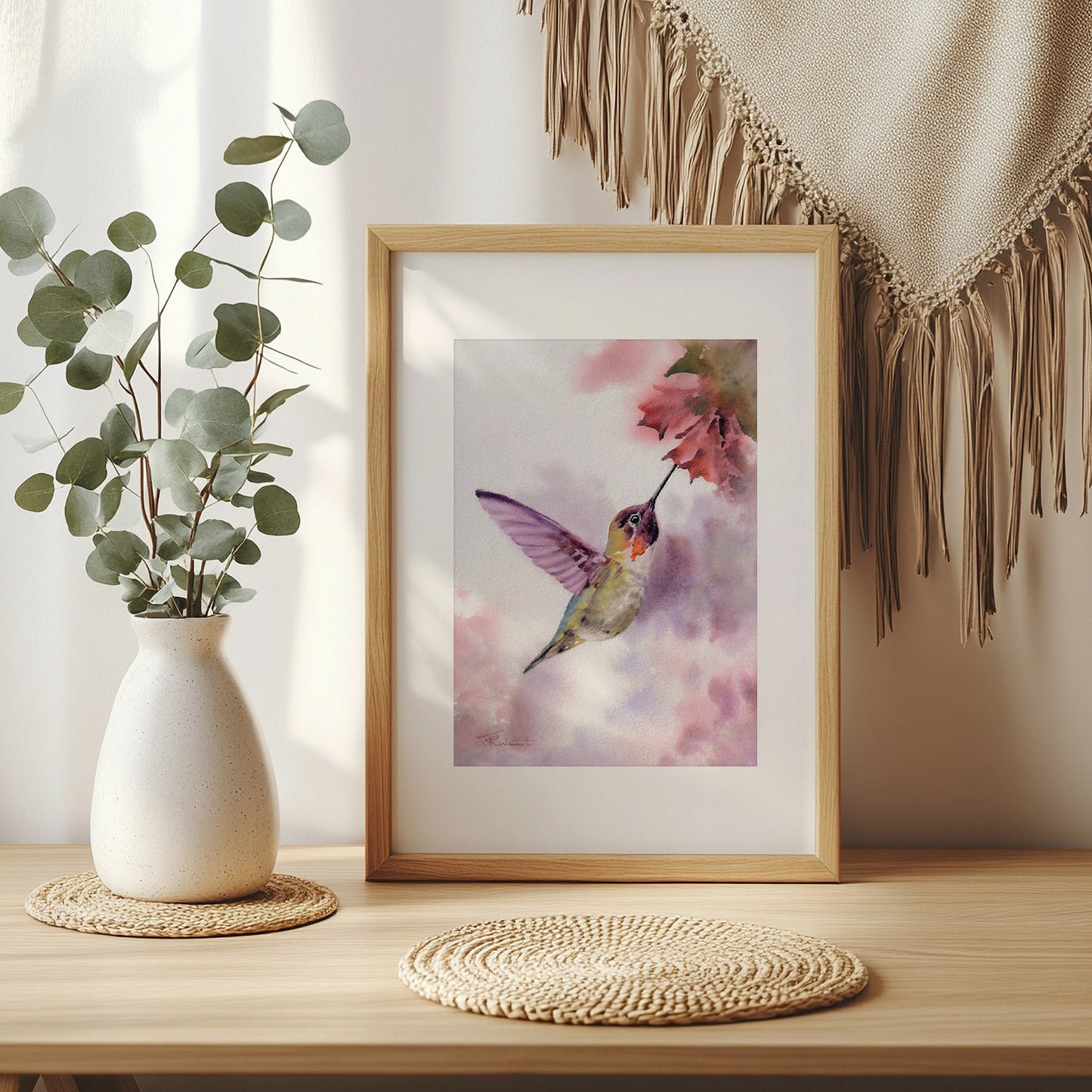Kolibri Kunstdruck – Hahnemühle Fine Art Giclée – Aquarell Vogel Wandbild