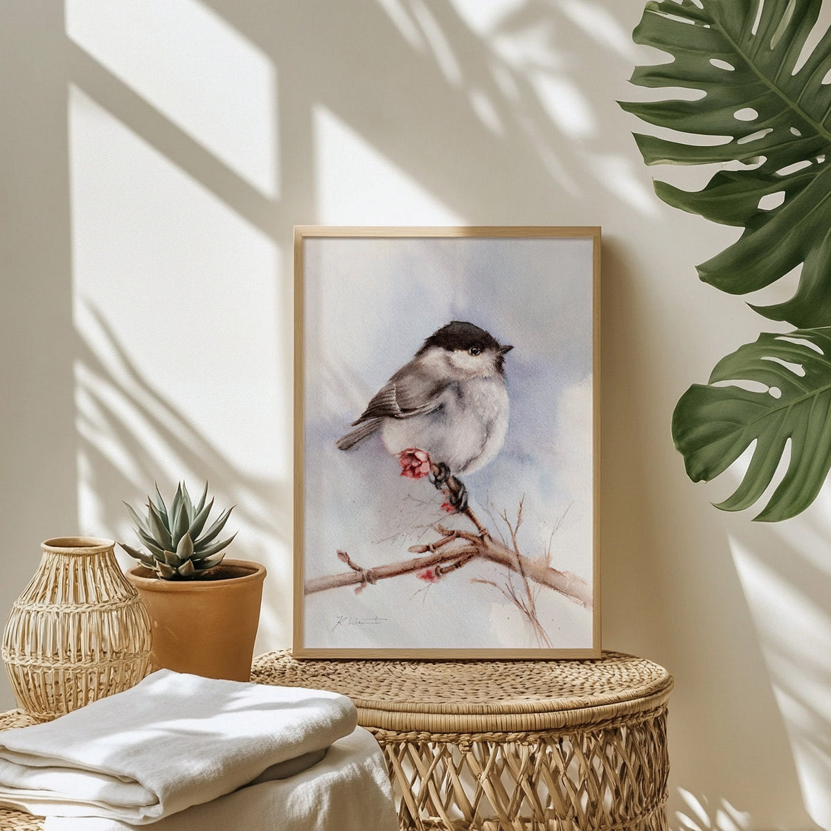 Meise Kunstdruck – Hahnemühle Fine Art Giclée – Aquarell Vogel Wandbild
