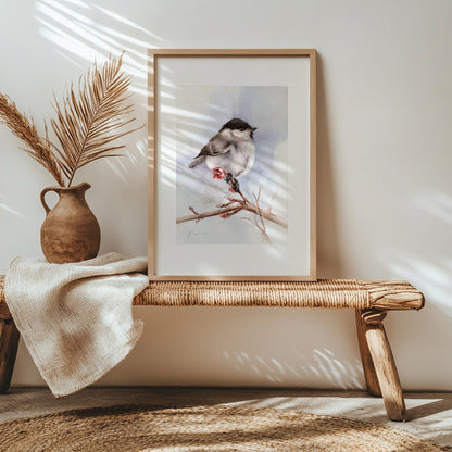 Meise Kunstdruck – Hahnemühle Fine Art Giclée – Aquarell Vogel Wandbild