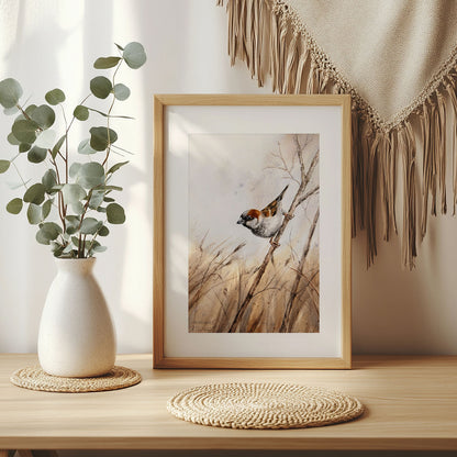 Feldsperling Sperling – Hahnemühle Fine Art Giclée – Aquarell Vogel Wandbild