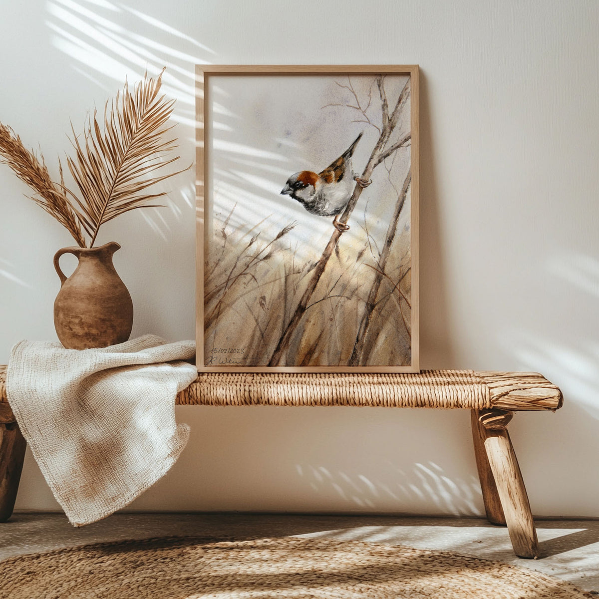 Feldsperling Sperling – Hahnemühle Fine Art Giclée – Aquarell Vogel Wandbild