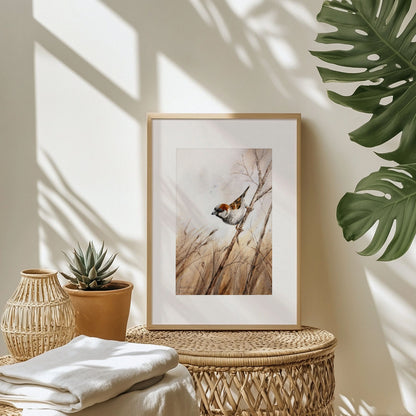 Feldsperling Sperling – Hahnemühle Fine Art Giclée – Aquarell Vogel Wandbild