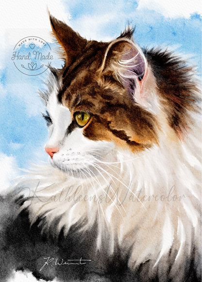 Digitales Aquarell-Haustierporträt als Fine-Art-Kunstdruck