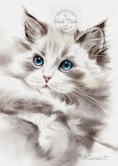 Digitales Aquarell-Haustierporträt als Fine-Art-Kunstdruck