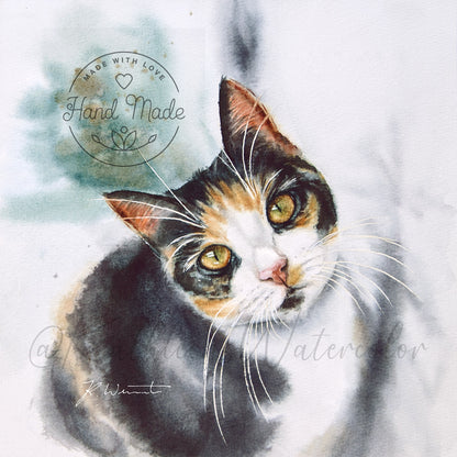 Handgemaltes Haustierporträt als Original-Aquarell auf Papier