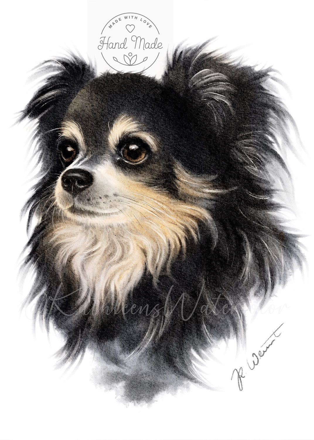 Digitales Aquarell-Haustierporträt als Fine-Art-Kunstdruck