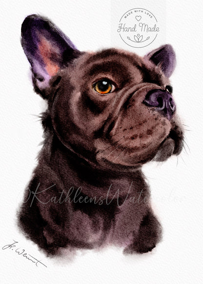 Digitales Aquarell-Haustierporträt als Fine-Art-Kunstdruck