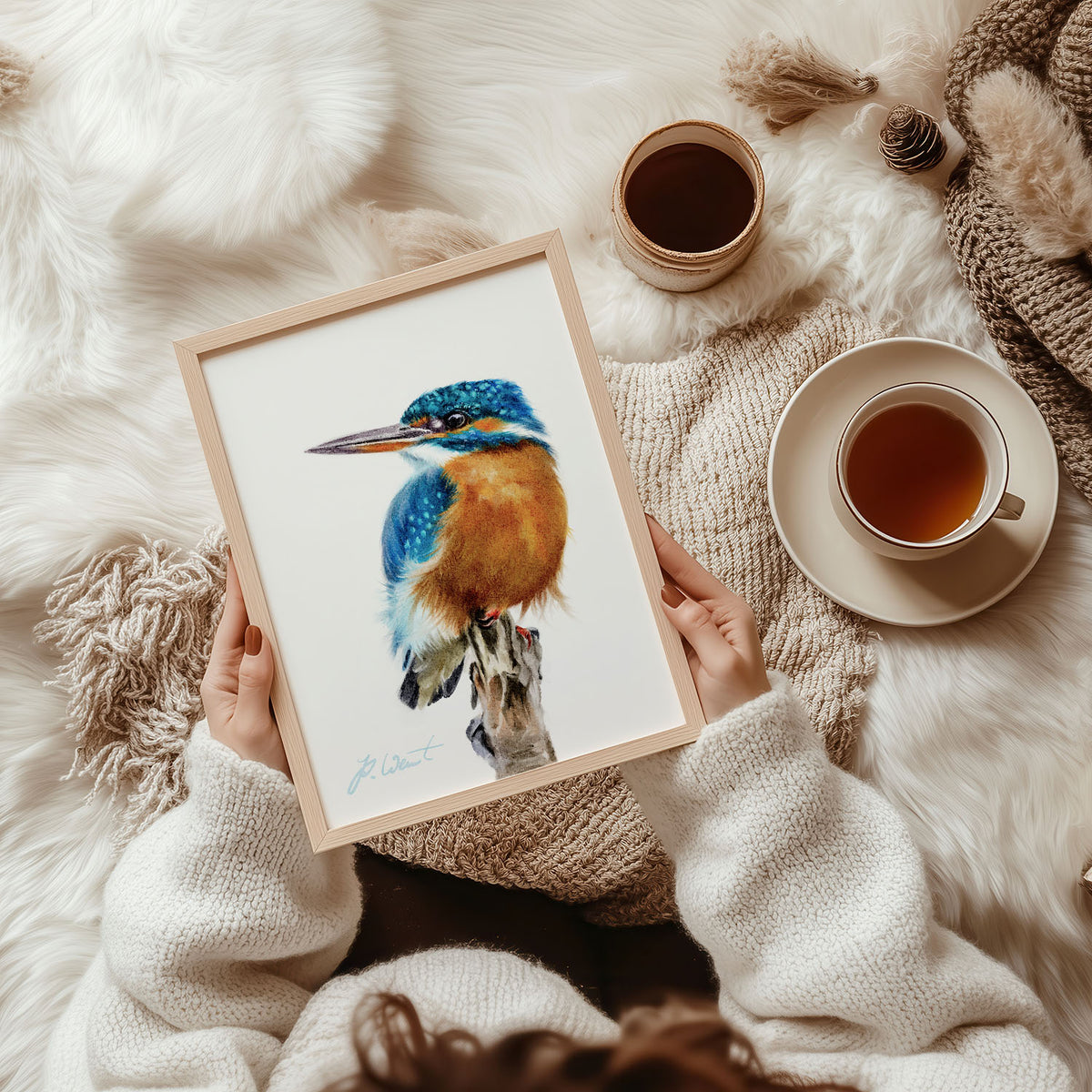 Eisvogel – Hahnemühle Fine Art Giclée – Aquarell Vogel Wandbild