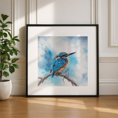 Eisvogel – Original-Aquarell, 26 x 26 cm