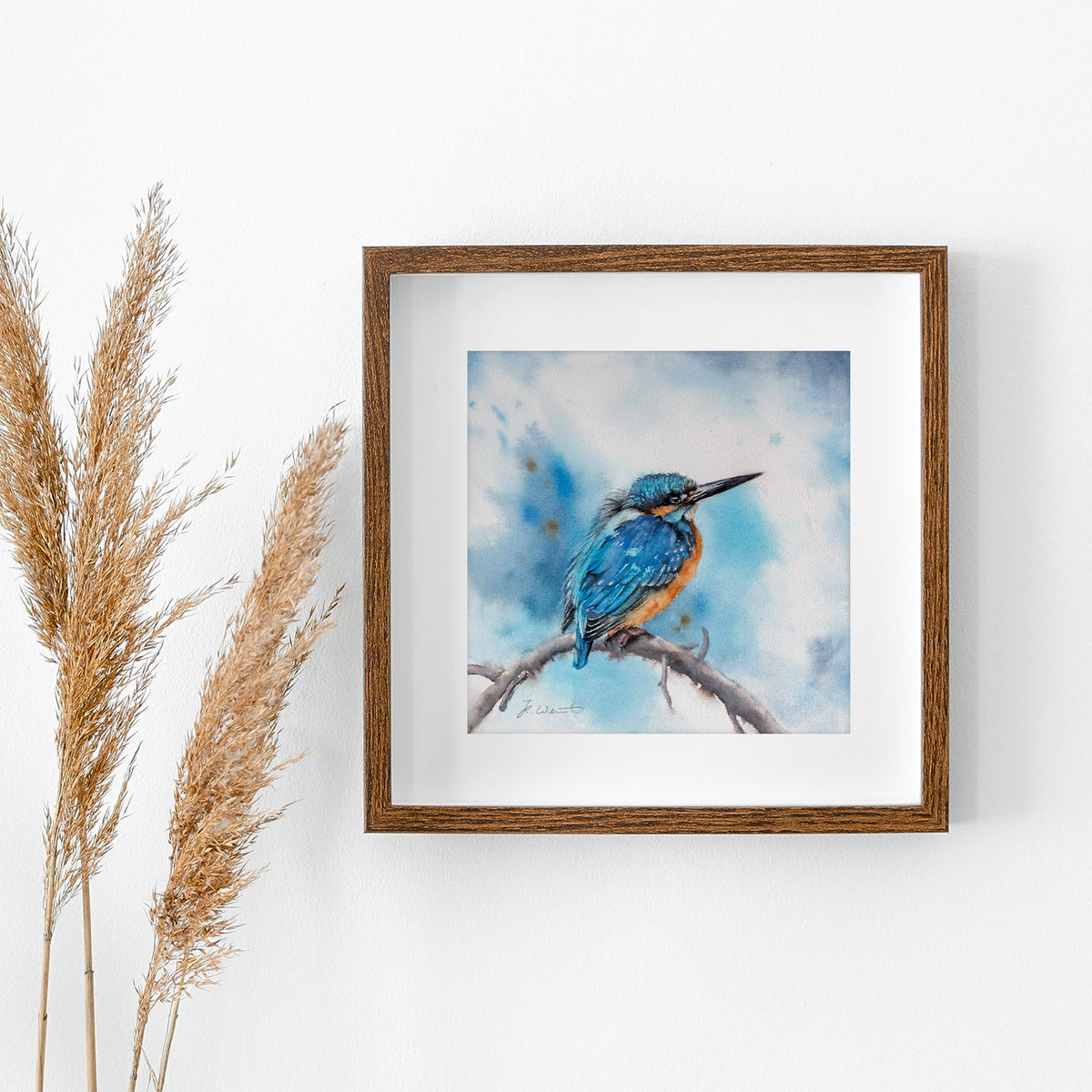 Eisvogel – Original-Aquarell, 26 x 26 cm