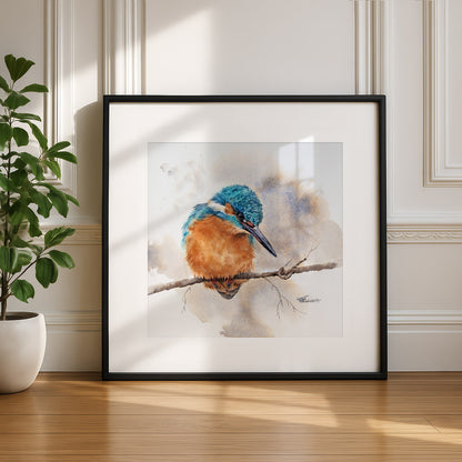 Eisvogel – Original-Aquarell, 26 x 26 cm