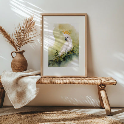 Gelbhaubenkakadu Kunstdruck – Hahnemühle Fine Art Giclée – Aquarell Vogel Wandbild