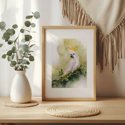 Gelbhaubenkakadu Kunstdruck – Hahnemühle Fine Art Giclée – Aquarell Vogel Wandbild