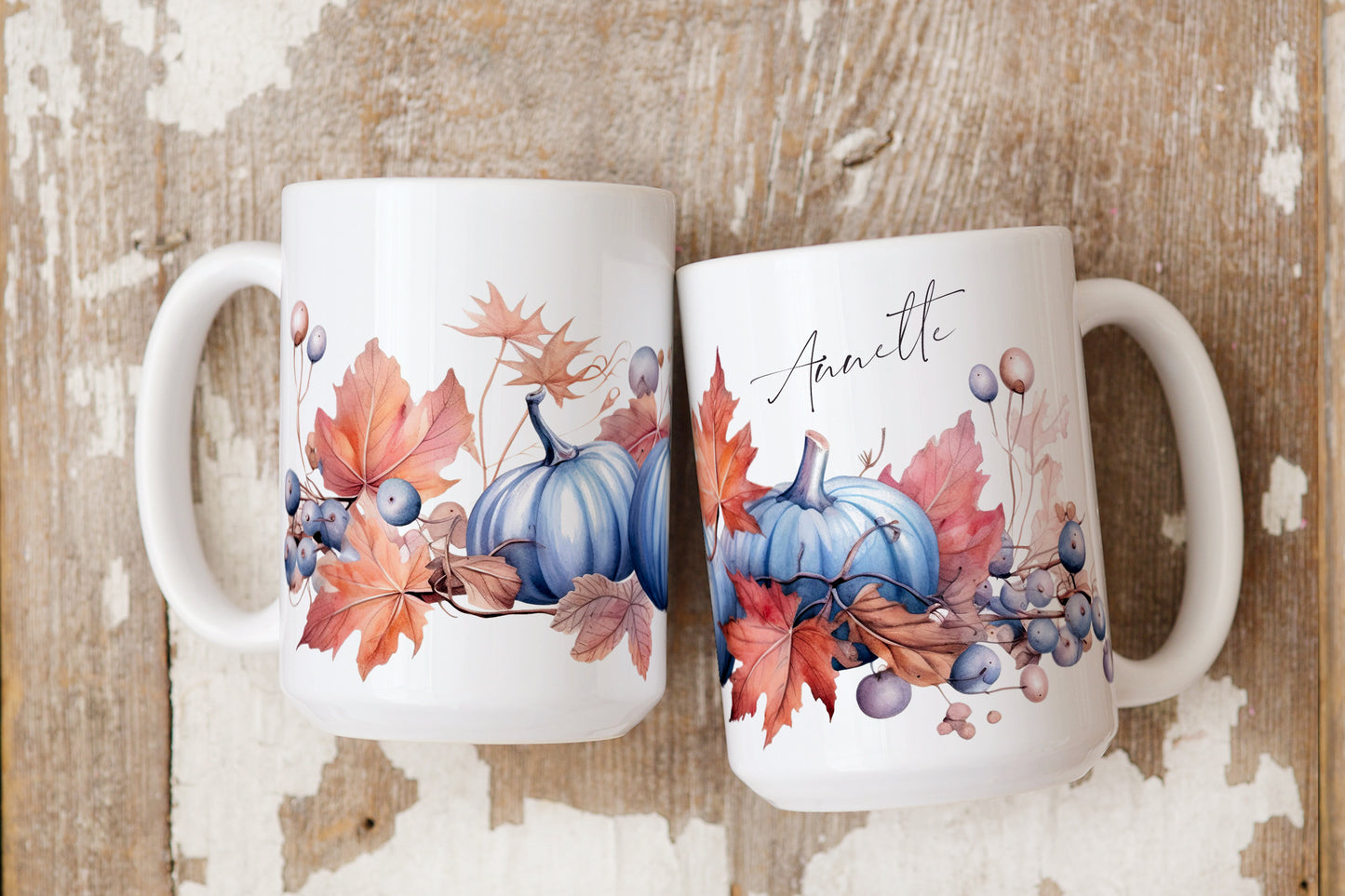 Herbsttasse mit Kürbis & Beeren – personalisierbar mit Name