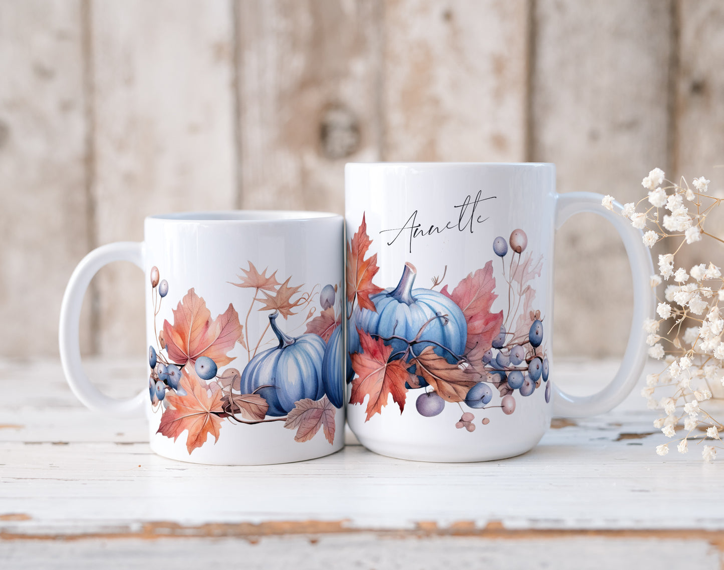 Herbsttasse mit Kürbis & Beeren – personalisierbar mit Name