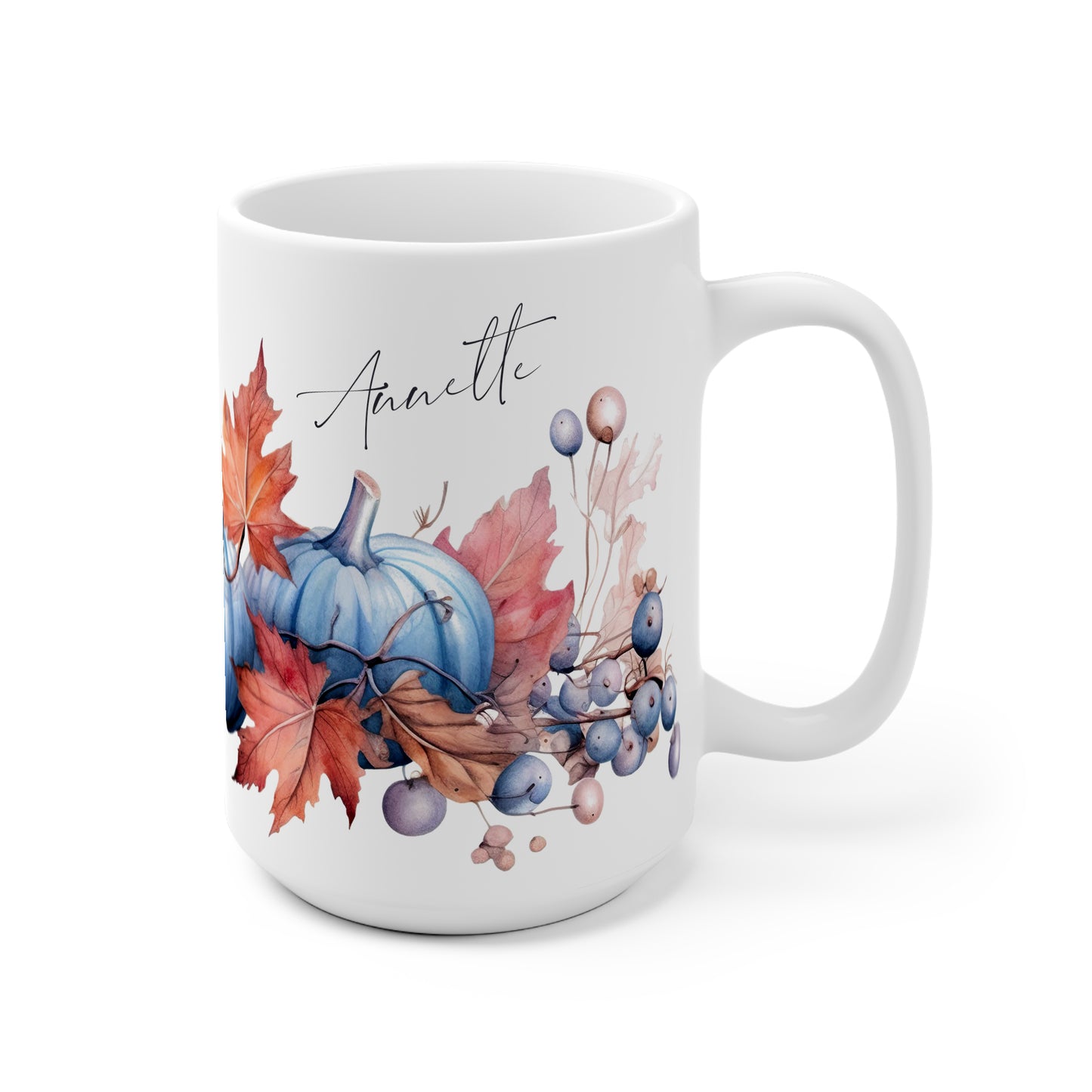 Herbsttasse mit Kürbis & Beeren – personalisierbar mit Name