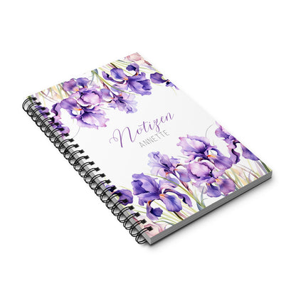 Personalisiertes Notizbuch – Lila Iris