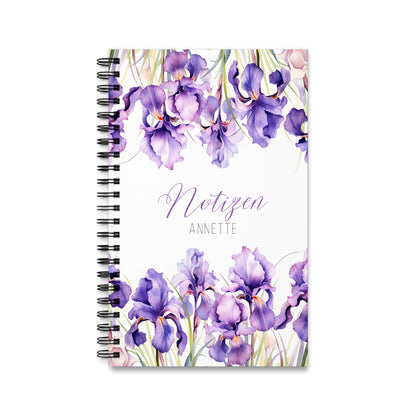 Personalisiertes Notizbuch – Lila Iris