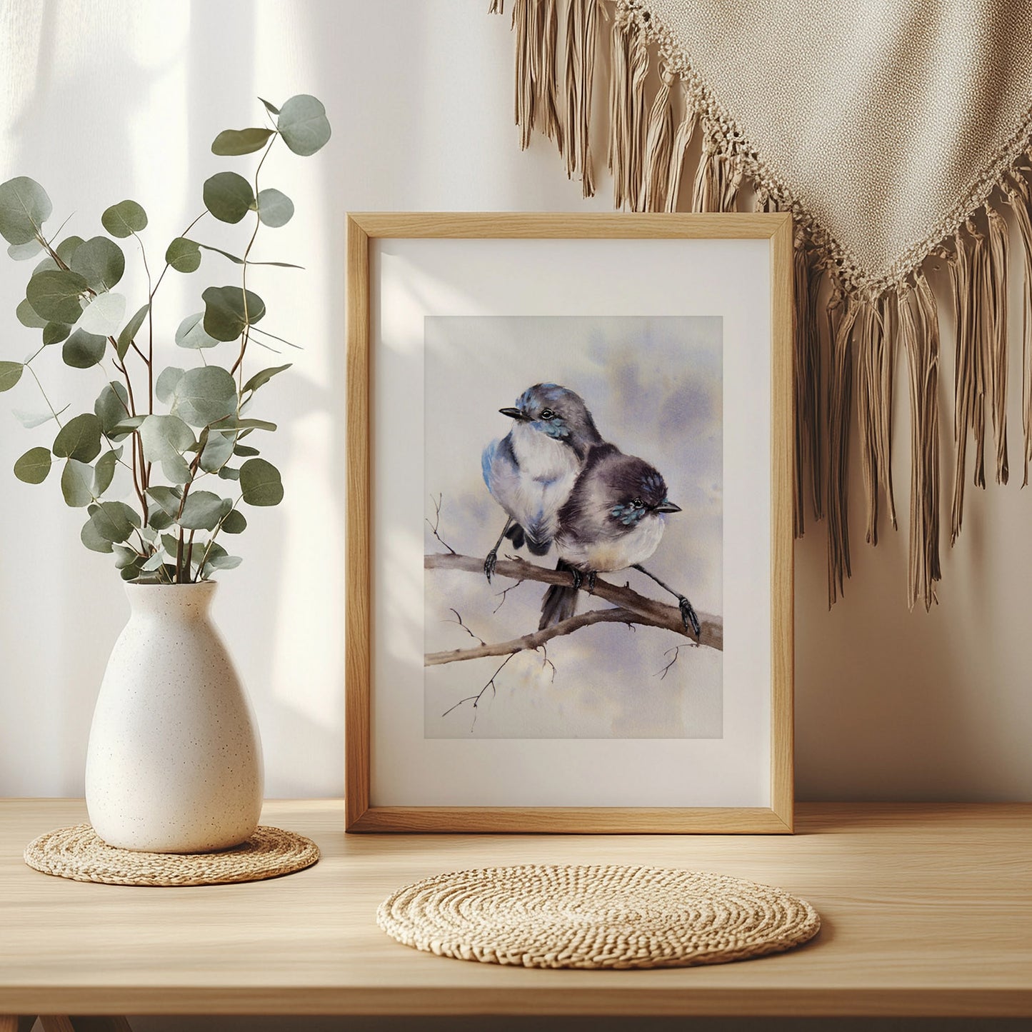 Junge Prachtstaffelschwänze  – Original-Aquarell, 28 x 38 cm