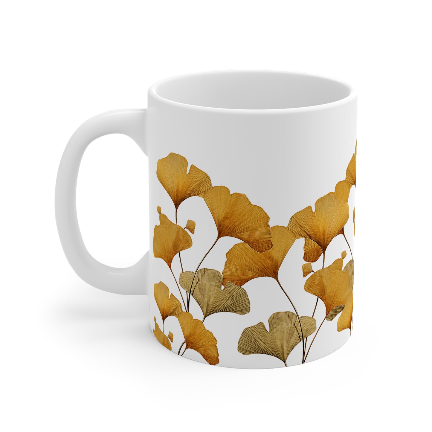 Personalisierte Aquarelltasse – Gelbe Ginkgo Blätter