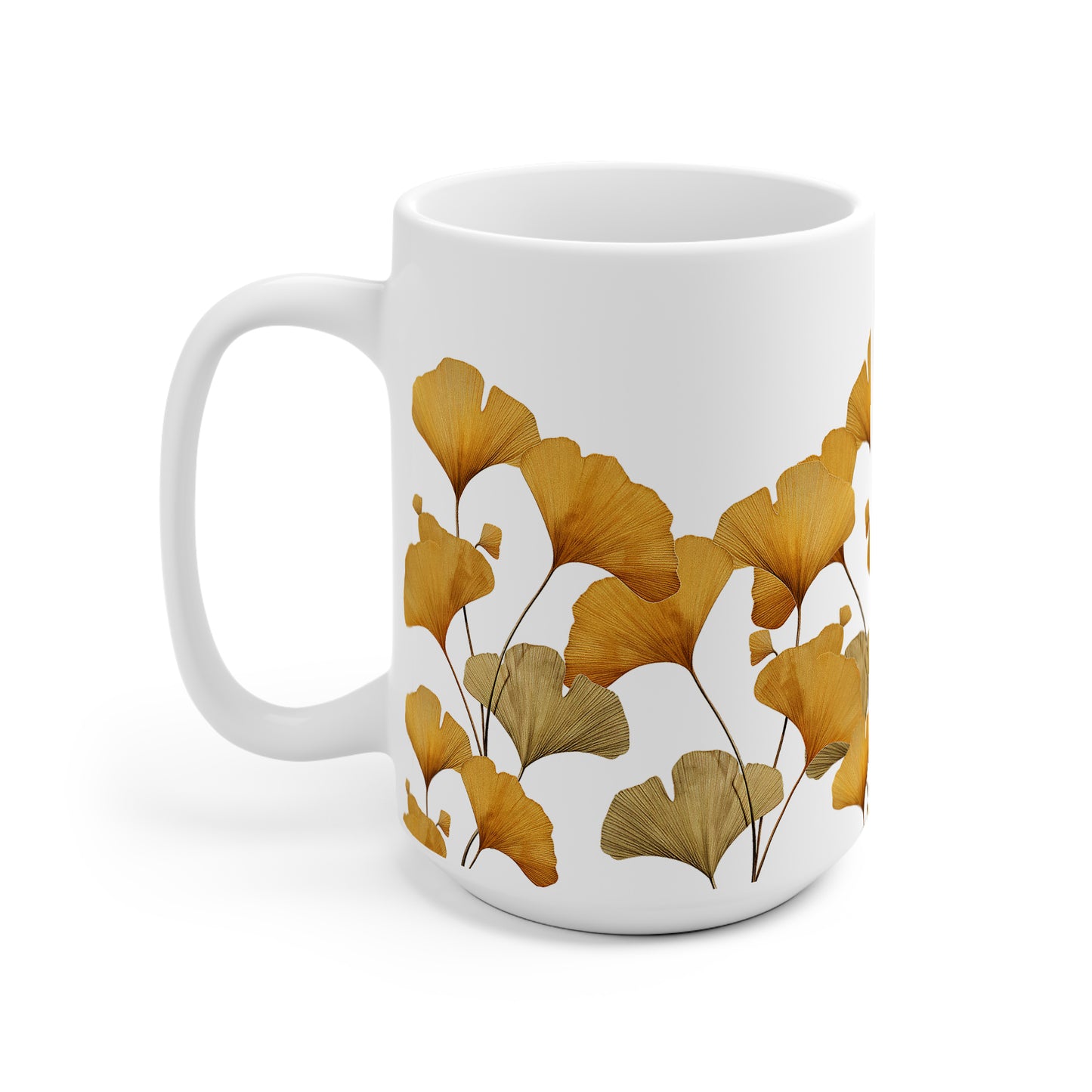 Personalisierte Aquarelltasse – Gelbe Ginkgo Blätter