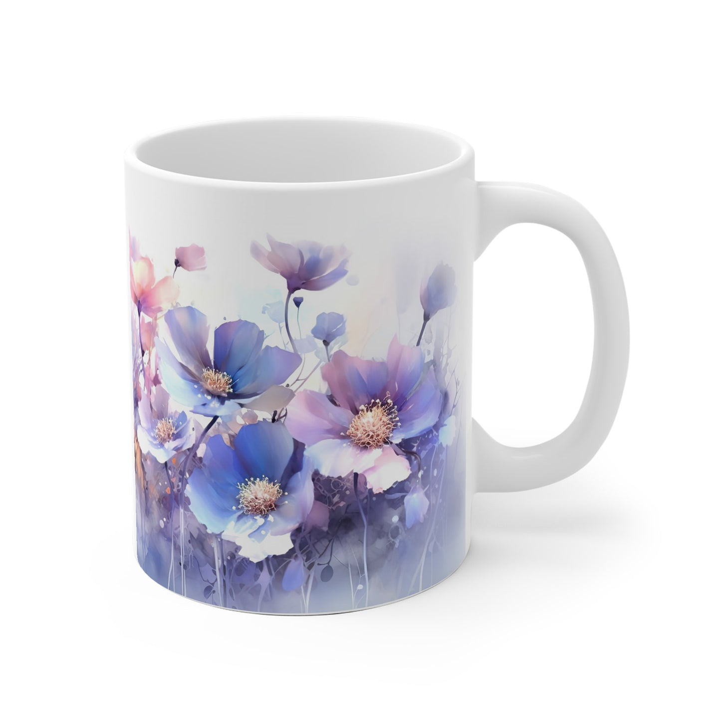 Notizbuch & Tasse im Set – fliederfarbene Aquarell-Wildblumen – mit Personalisierung