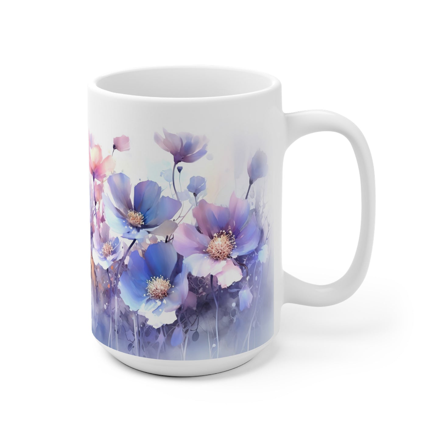 Notizbuch & Tasse im Set – fliederfarbene Aquarell-Wildblumen – mit Personalisierung