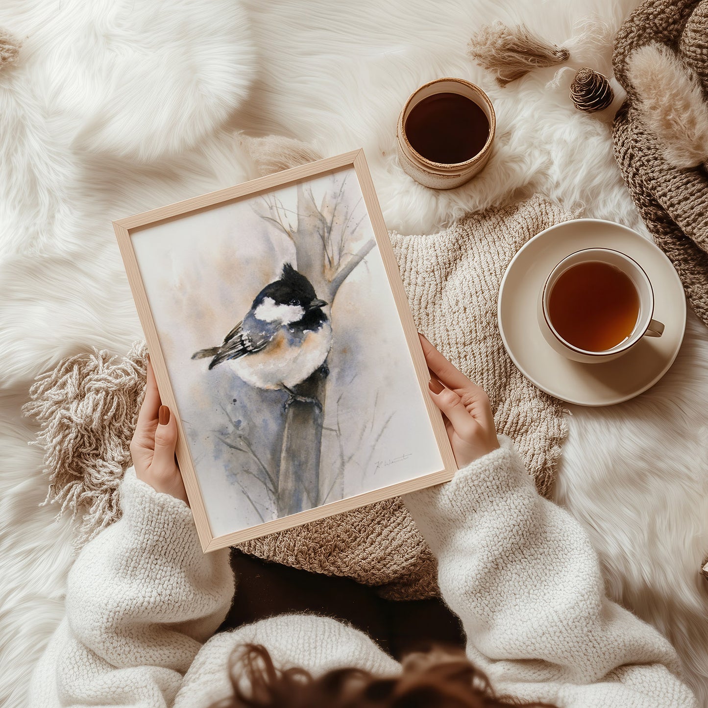 Schwarzkopfmeise – Hahnemühle Fine Art Giclée – Aquarell Vogel Wandbild