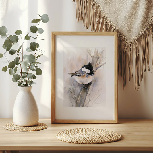 Schwarzkopfmeise – Hahnemühle Fine Art Giclée – Aquarell Vogel Wandbild