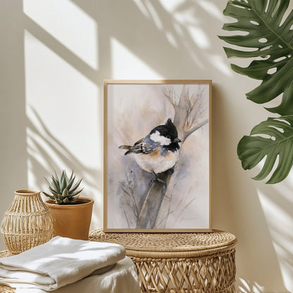 Schwarzkopfmeise – Hahnemühle Fine Art Giclée – Aquarell Vogel Wandbild